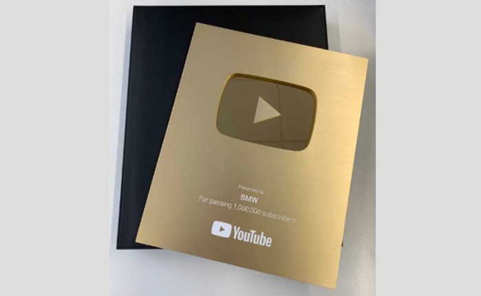 Το YouTube απένειμε στην BMW το «Golden Button Award».