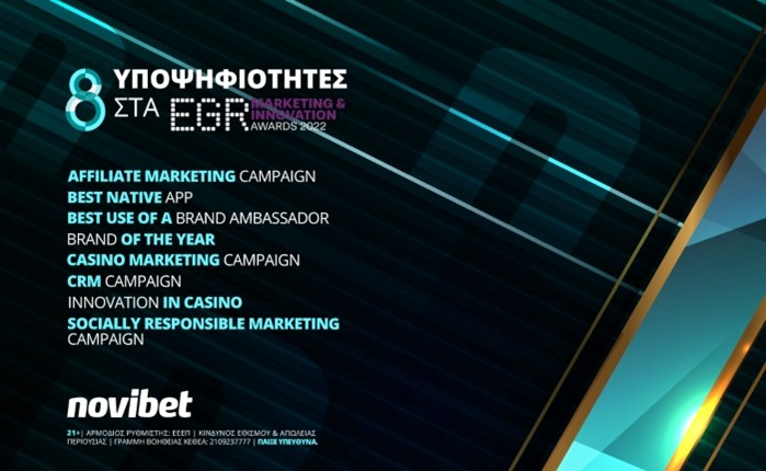 Novibet: Οκτώ υποψηφιότητες στα EGR Marketing & Innovation Awards 2022