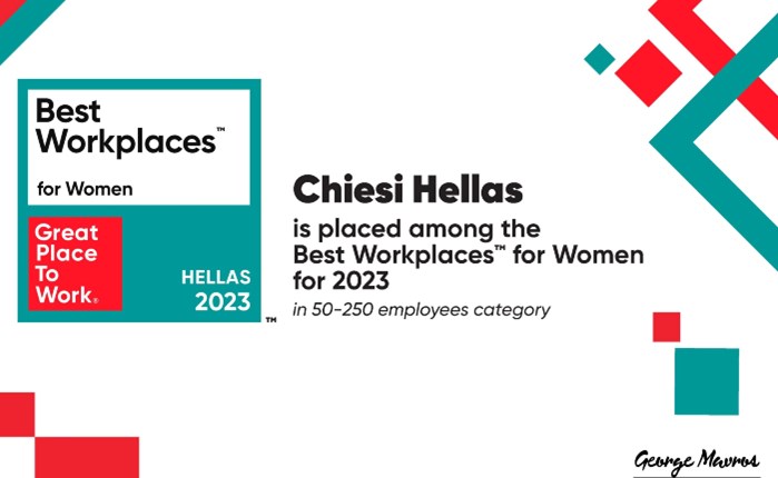 Chiesi Hellas: Στη λίστα των καλύτερων εργοδοτών για τις γυναίκες